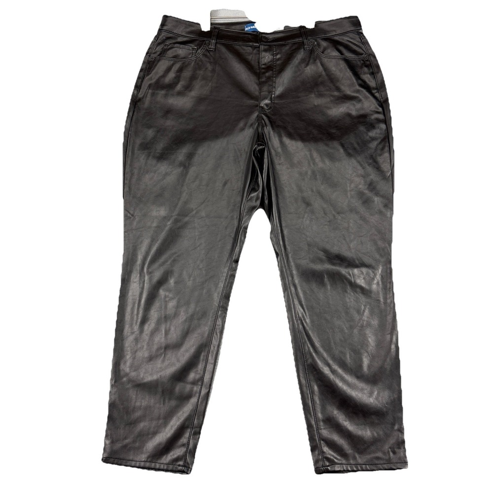 Old Navy Faux Leather Pants Womens 18 High Rise O.G. Straight Secret Pockets